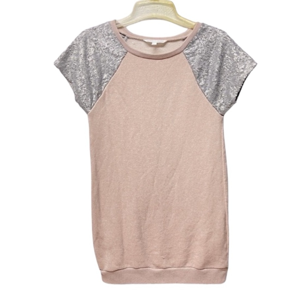 Victorias Secret cream neutral short sleeve champagne sequins top shirt XS